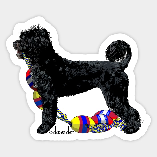 Portuguese Water Dog Retriever with Float Line Sticker by avondalealley